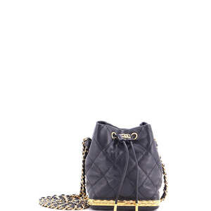 Chanel Small Lock Frame Bucket Bag with Chain Quilted Lambskin